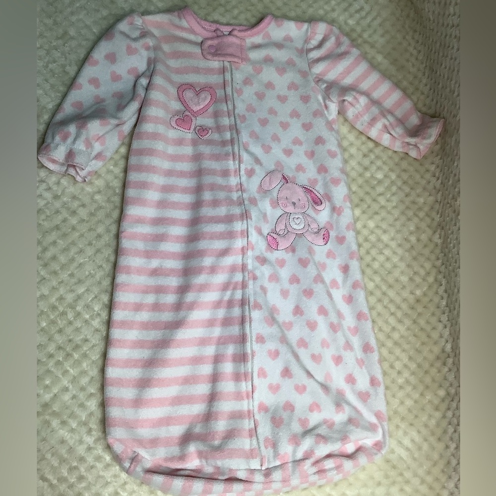 Absorba Pink & White Sleep Sack 0 to 9 months Stripes and Hearts 💤